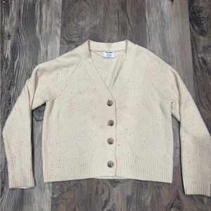 NWOT Old Navy speckled Cream Button-Front V-Neck Sweater Cardigan